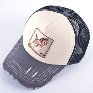 Unisex Patch Bones Wolf Embroidery Baseball Caps