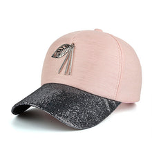 Load image into Gallery viewer, Women Metal Leaf  Bling Visor Baseball Cap