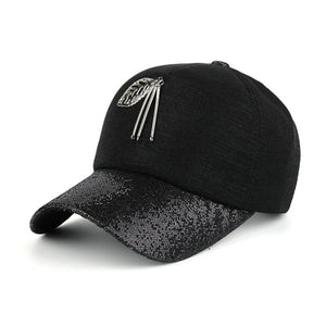 Women Metal Leaf  Bling Visor Baseball Cap