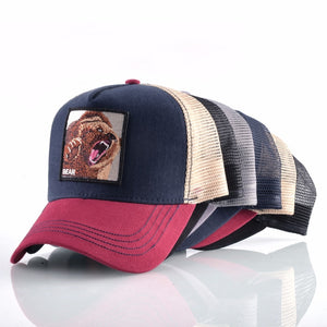 Mesh Baseball Cap Bear Embroidery