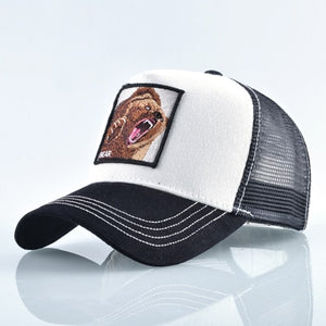 Mesh Baseball Cap Bear Embroidery