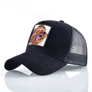 Mesh Baseball Cap Bear Embroidery