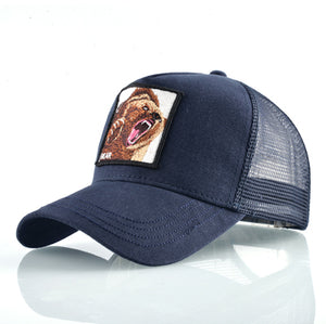 Mesh Baseball Cap Bear Embroidery