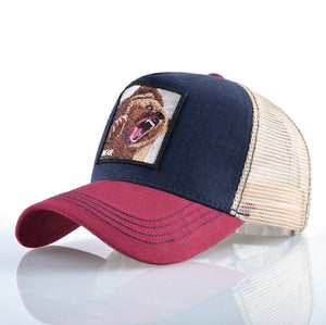 Mesh Baseball Cap Bear Embroidery