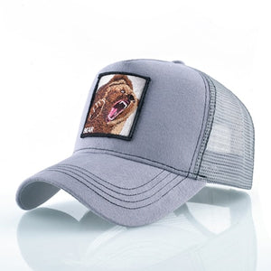 Mesh Baseball Cap Bear Embroidery