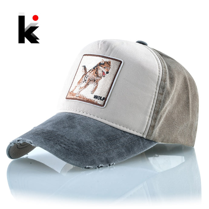 Wolf Pattern Embroidery Baseball Cap