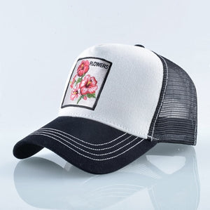 Breathable Baseball Cap Flower Embroidery