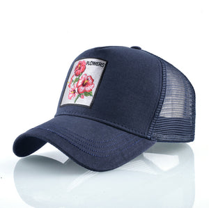 Breathable Baseball Cap Flower Embroidery