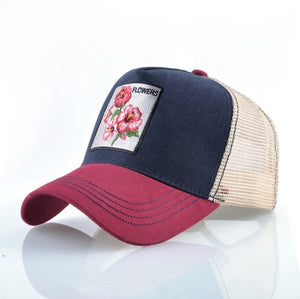 Breathable Baseball Cap Flower Embroidery