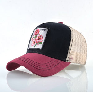 Breathable Baseball Cap Flower Embroidery