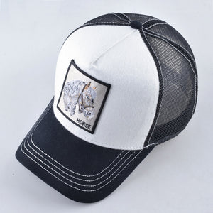 Breathable Mesh Baseball Cap Horse Embroidery