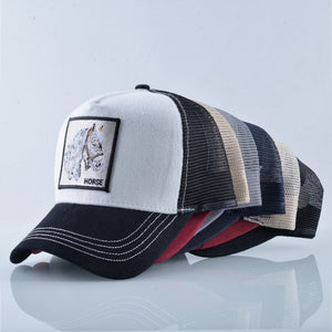 Breathable Mesh Baseball Cap Horse Embroidery