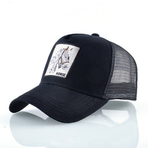 Breathable Mesh Baseball Cap Horse Embroidery