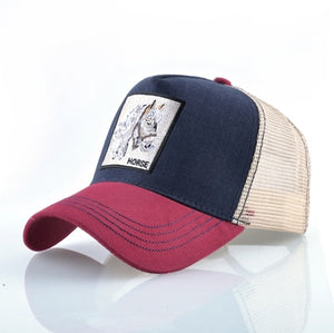 Breathable Mesh Baseball Cap Horse Embroidery