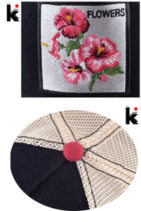 Breathable Baseball Cap Flower Embroidery